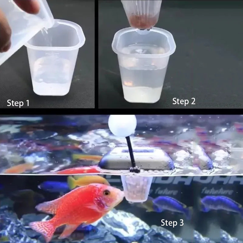 1pcs Plastic Feeder Set With Suction Cup For Aquarium Red Worm Feeding Fish Tank Cone Live Food Tapered Hopper Basket Supplies