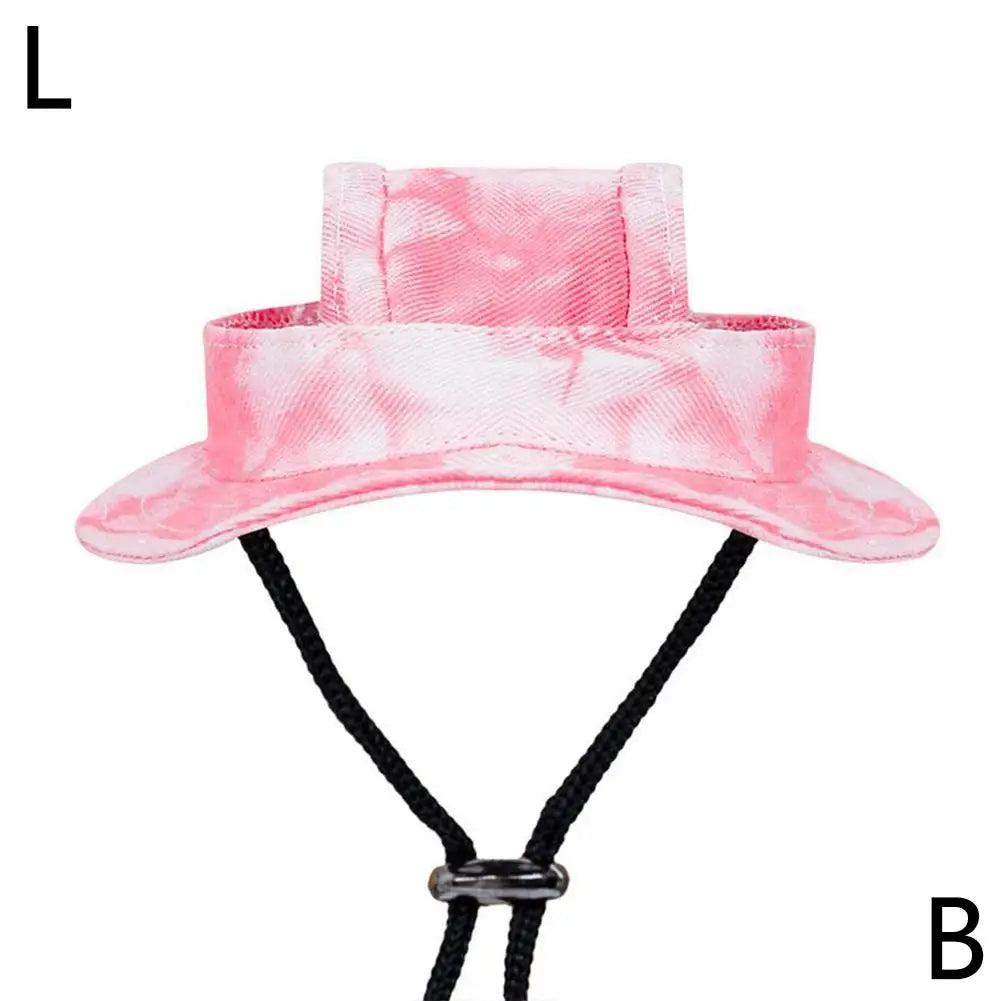 Dog And Cat Sun Hat Anti-strangle Hat Anti-fall Exposed Ears Adjustable Rope Buckle Bucket Hat Pet Supplies Colorful Large Size