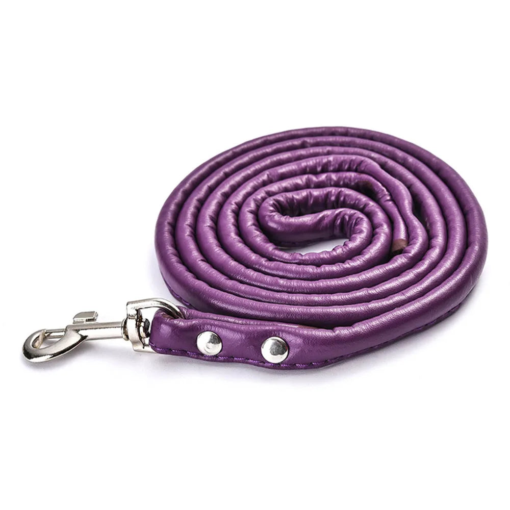 Pet Products Round Colorful PU Rolled Dog Walking Leashes for Small Medium Breeds Dogs Puppy Chain Lead Training Walking Leash