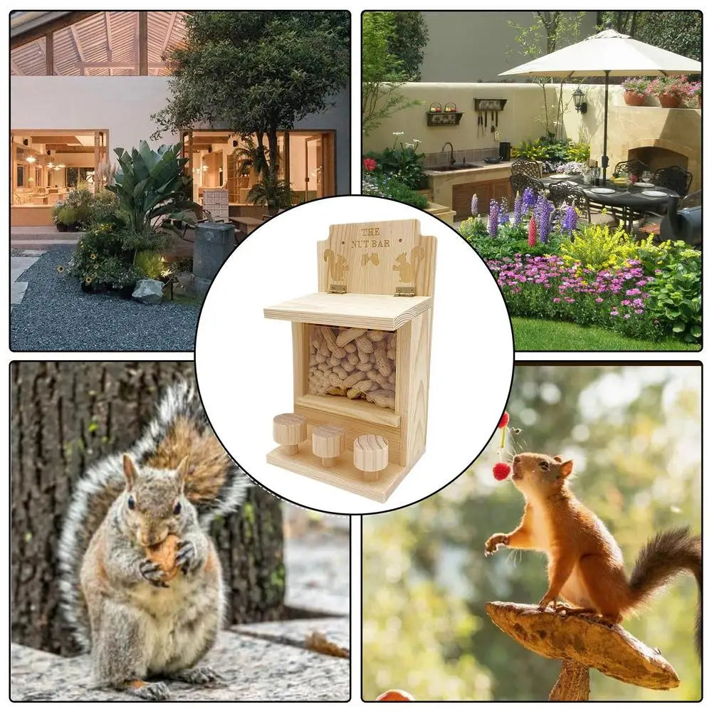 Squirrel Feeders for Outside Wooden Small Pet Window Feeder Nut Bar Feeders Multipurpose Chipmunk Feeder Squirrel Snacker