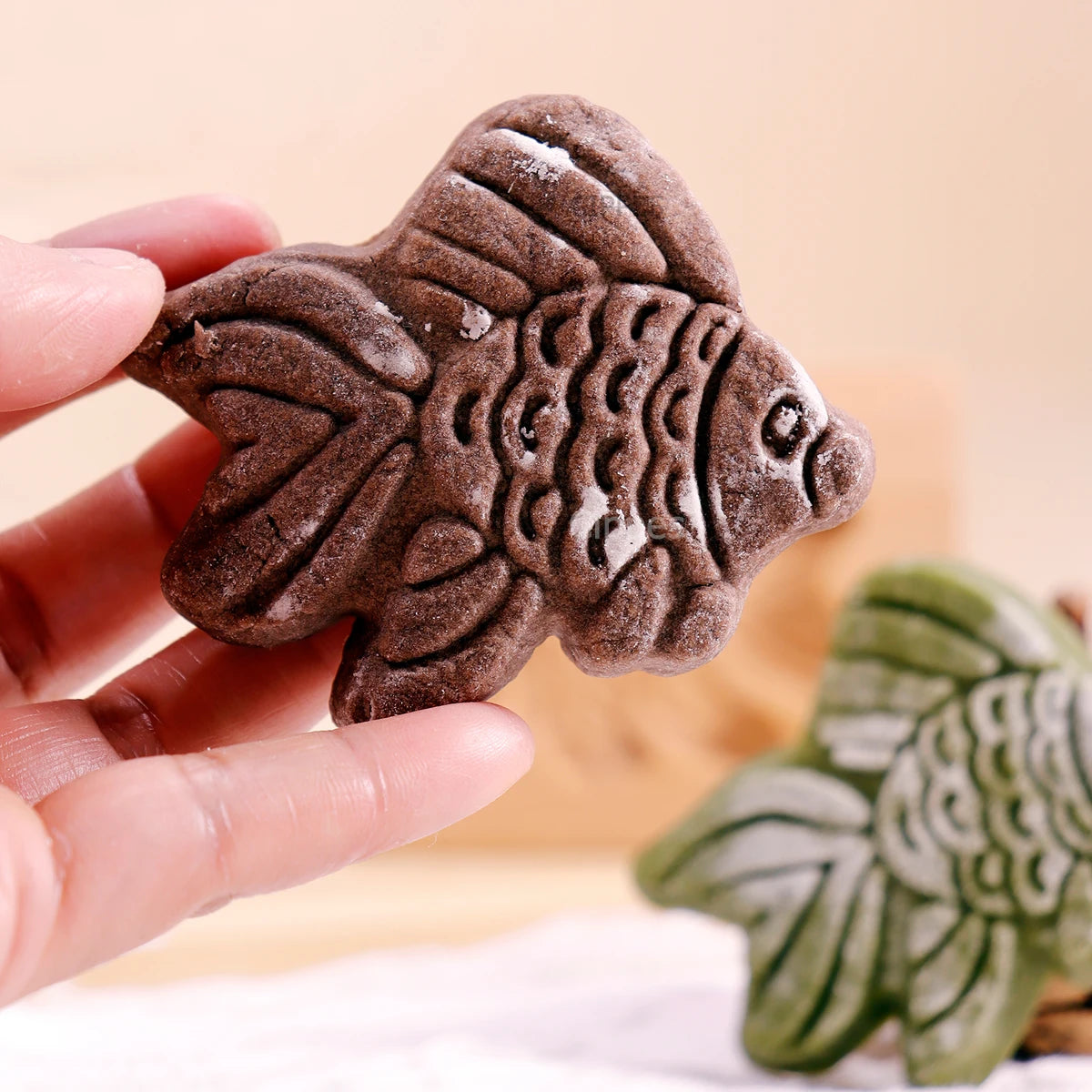 1PC Wood Cookie Mold, Animals Patterns, 3D Carved Embossed Biscuit Cutter Moulds, Fish, Bird, Bear, Sheep, Tiger, Horse, Squirre