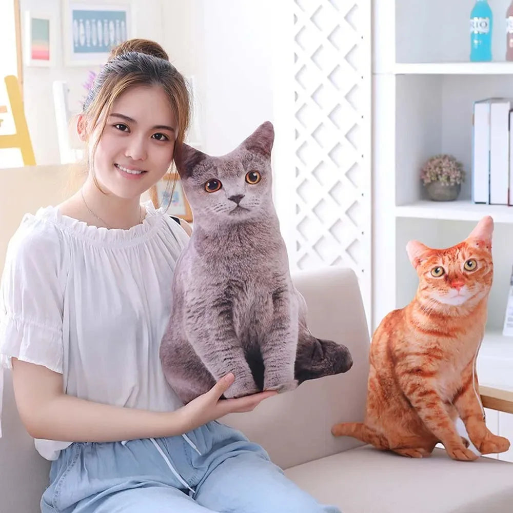 3D Cat Figures Pillows Soft Simulation Cat Shape Cushion Sofa Decoration Throw Pillows Cartoon Plush Toys Friend Kids Gifts