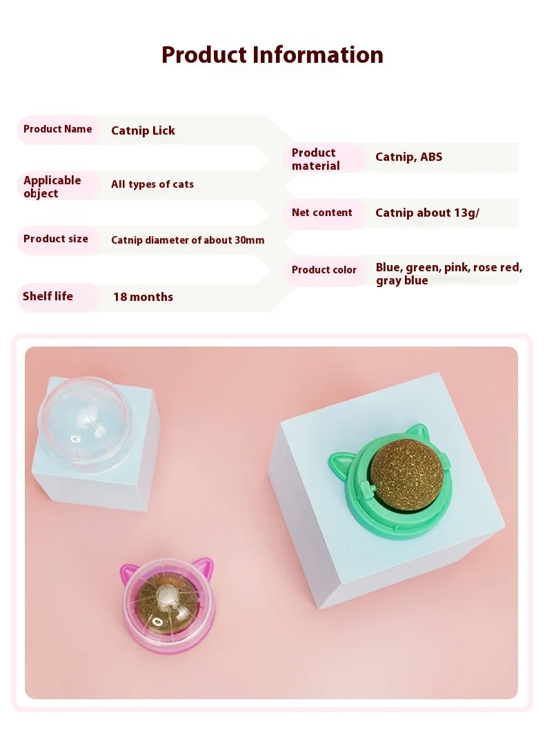 Rotating Cat Mint Ball New Cat's ears (Steamed cat-ear shaped bread) Pet Molar Toy Interactive Lickle Pet Products