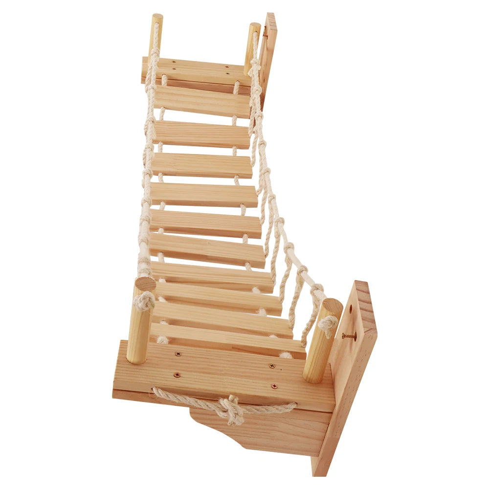 Cat Bridge Cat Tree Wall Furniture, Wooden Structure, Rope Net Design, Suitable for Kitten to Play and Exercise Climbing Wall