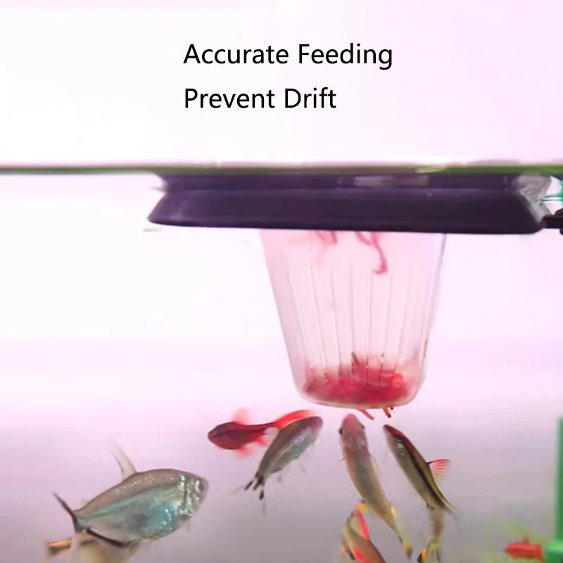 1pcs Plastic Feeder Set With Suction Cup For Aquarium Red Worm Feeding Fish Tank Cone Live Food Tapered Hopper Basket Supplies