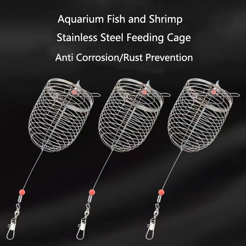 Stainless Steel Aquarium Small Fishing Bait Feeder Fish Tank Crystal Shrimp Dry Food Feeding Fishing Lure Cage Trap Basket