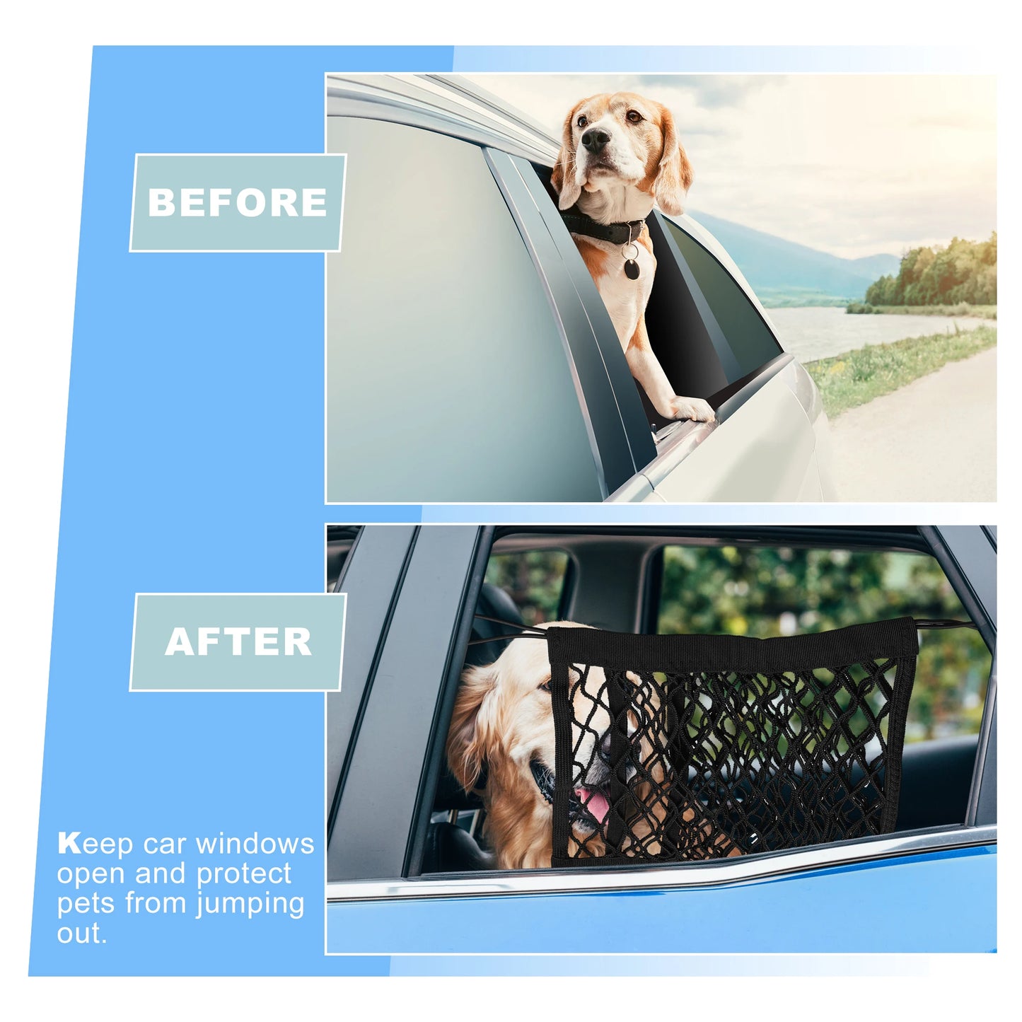 UXCELL Dog Seat Fences Protection Net Safety Storage Bag Pet Mesh Travel Isolation Back Seat Barrier Puppy Car Accessories
