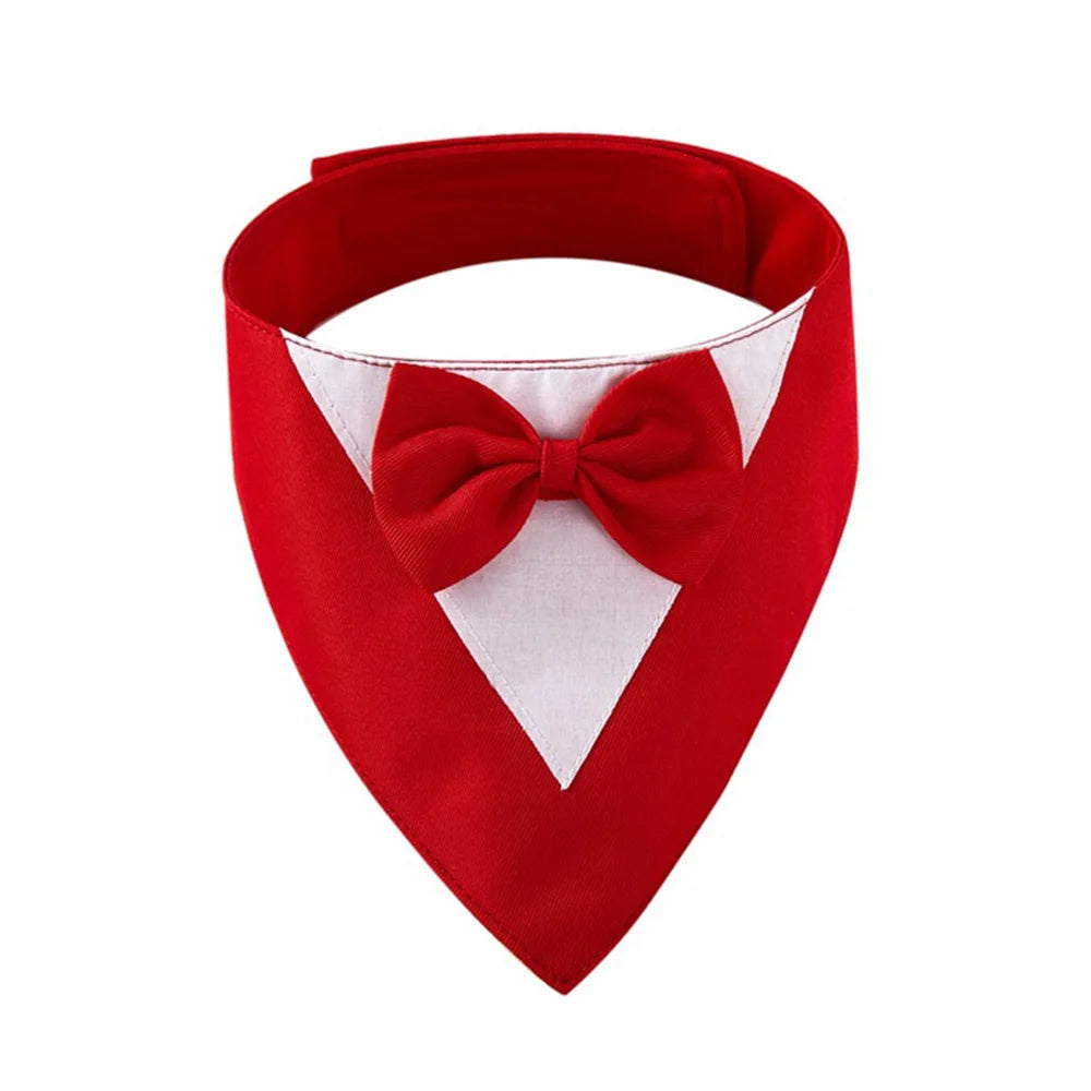 Pet Bow Tie Dog Collar Tuxedo Bandana Adjustable Formal Puppy Triangular Neck Wear for Wedding Birthday Dress-up Cosplay Party