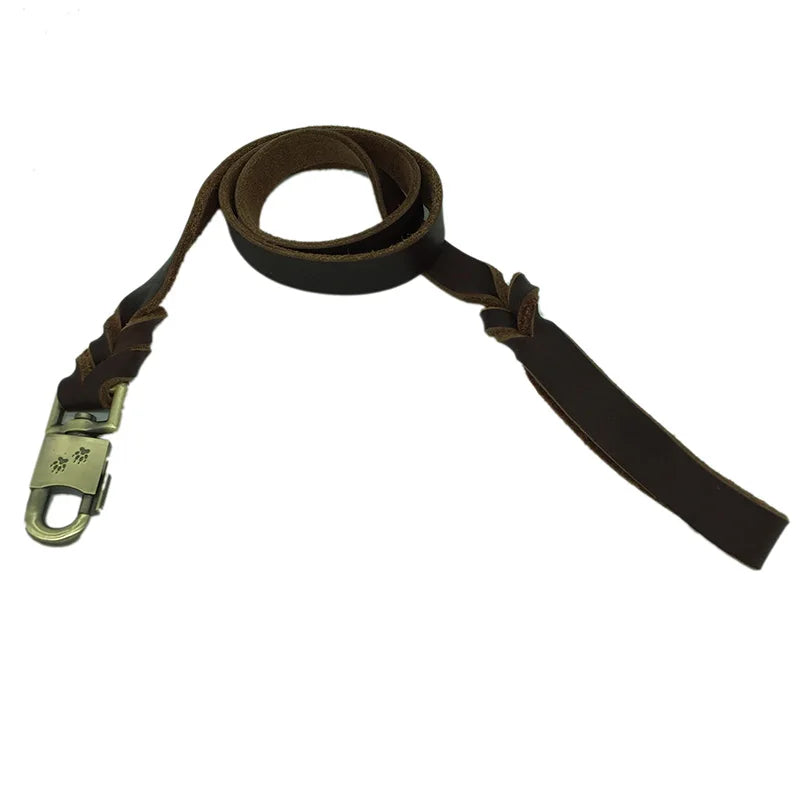 Heavy Duty Leash for Dogs Soft Hand-stitched Thick Real Leather Dog Leash Military Grade Dog Lead Training Leash for Large Dogs