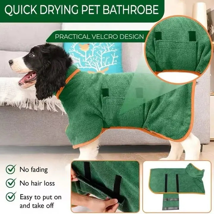 Dog Bathrobe Fast Drying Towel Microfiber Absorbent Soft Bath Robe Adjustable Towel Grooming Coat Dog grooming Pet Accessories