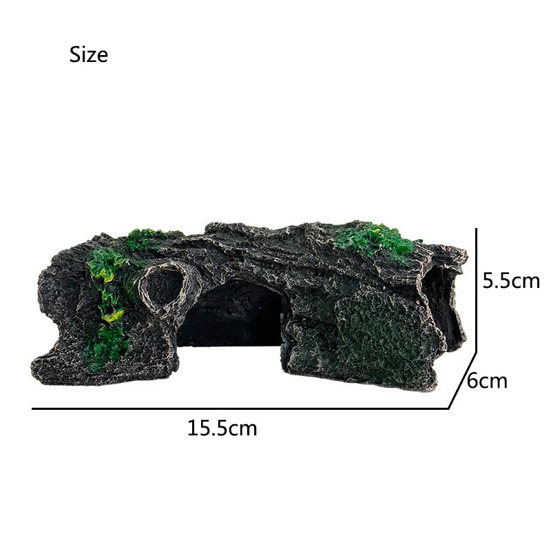 Resin Aquarium Bark tree hole Decoration Artificial View Rock Cave Stone Tree Fish Tank Ornament Pet Supplies Home Decor