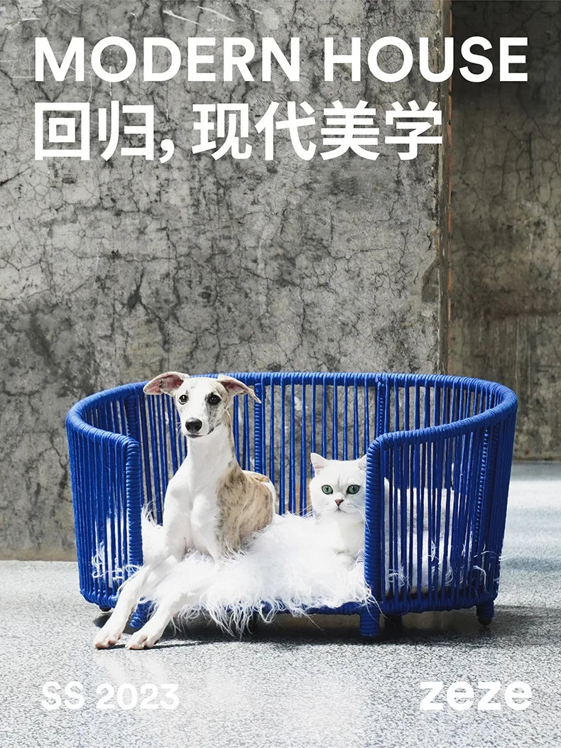 Zeze rope kennels universal in all seasons removable and washable cat litter dog bed small dog cute pet winter warm cat litter