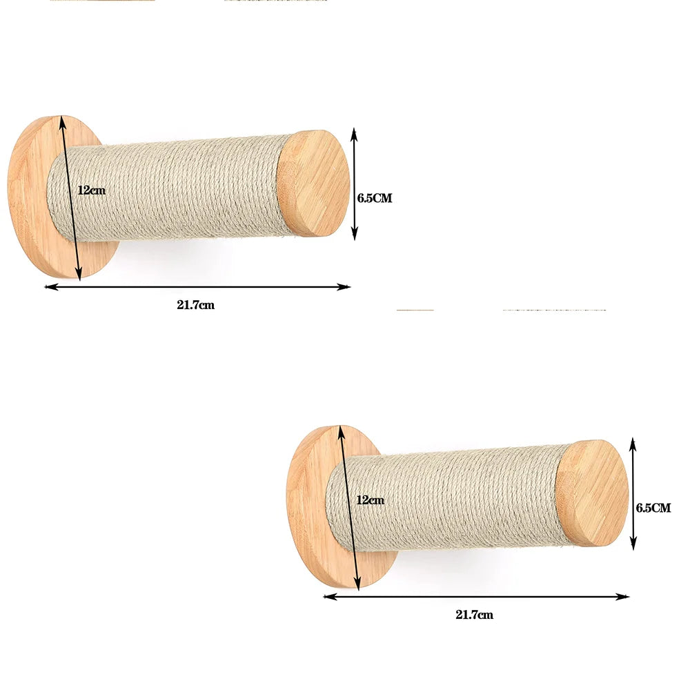 Cat Wall Cat Tree Wooden Climbing Shelves Cat Hammock Bridge with Sisal Ladder and Platform for Kitten Pet Furniture Playground