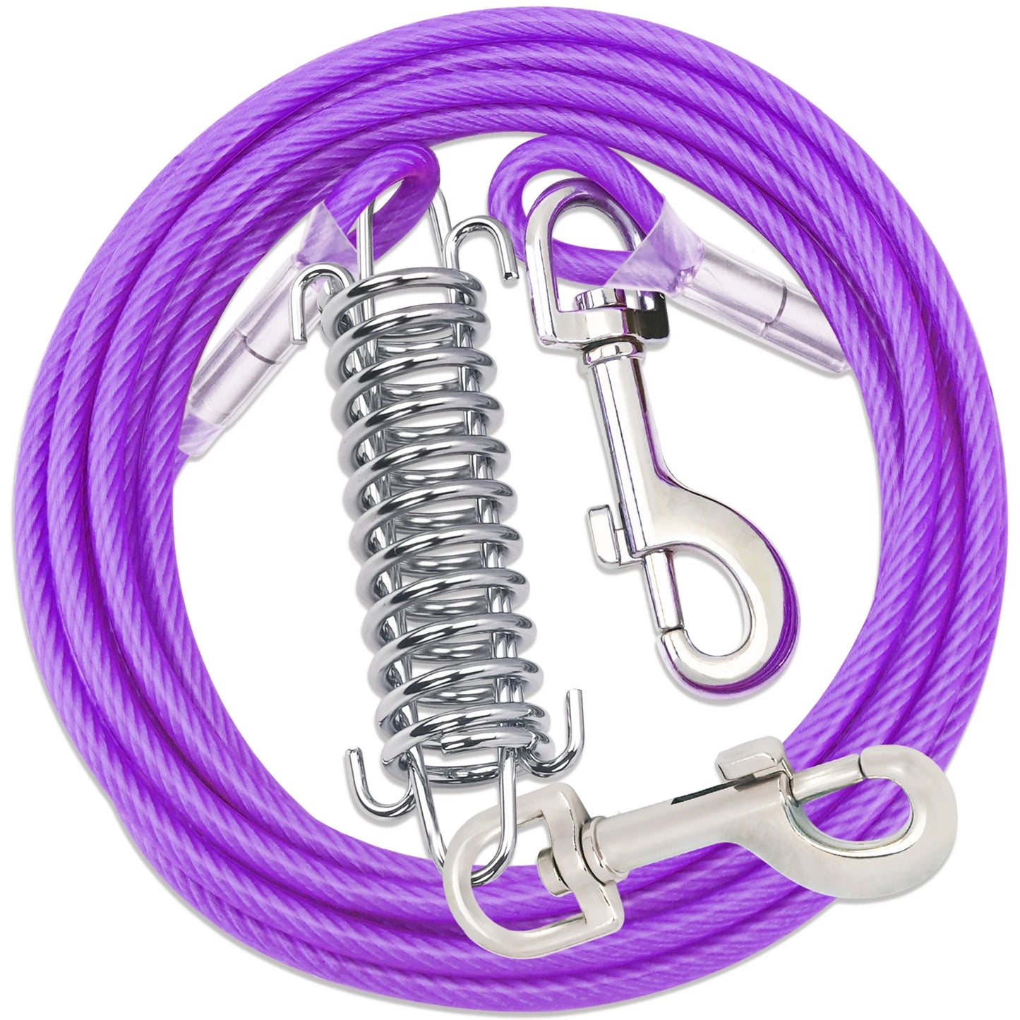Steel Wire Dog Tie Out Cable, Dog Runner for Yard, Durable Superior Clips, Silver Dog Chains