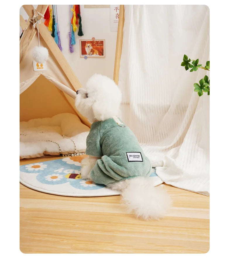 Thermal Flannel Winter Dog Pajamas for Small Dogs Cold Weather Warm Clothes Puppy Onesie Jumpsuit Yorkie Overalls for Dogs