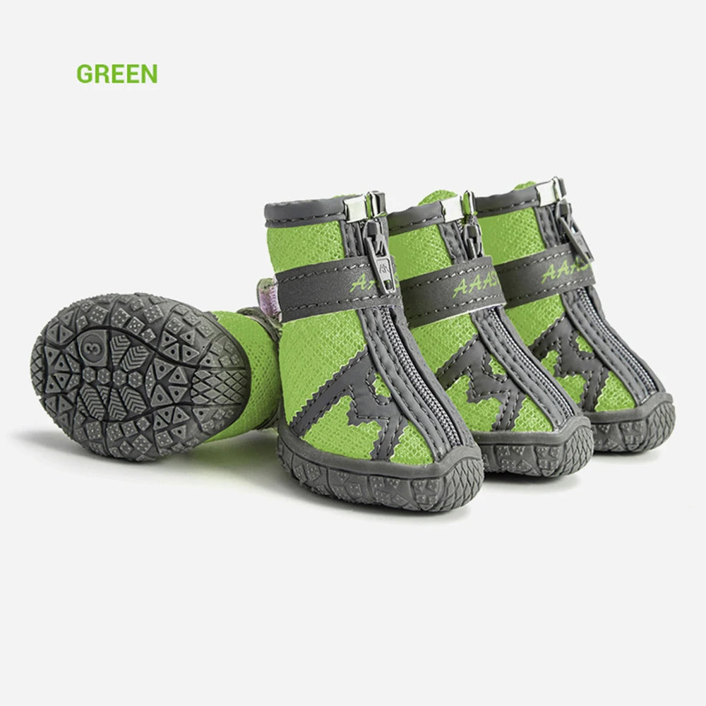 4pcs Waterproof Dog Shoes Anti-slip Rain Boots Footwear Protector Breathable Reflective Booties for Small Dogs Pet Puppy Socks