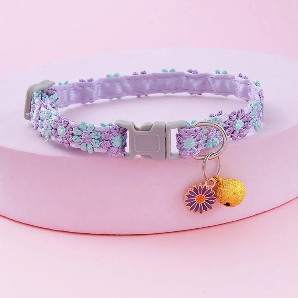 Pet Collar Adjustable Colorful Lace Flower Cat Collar Cute Product Kitten Cat Necklace Pet Dog Puppy Collar Bell Accessory O3N2