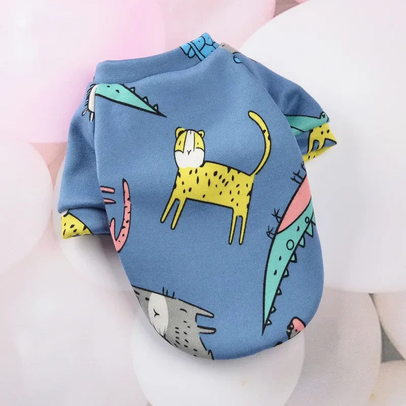 Pet Dog Costume Cute Printed Pet Coat Cotton Soft Pullover Dog Shirt Jacket Sweatshirt Hoodie Cat Clothes Suit Sweater Outfit