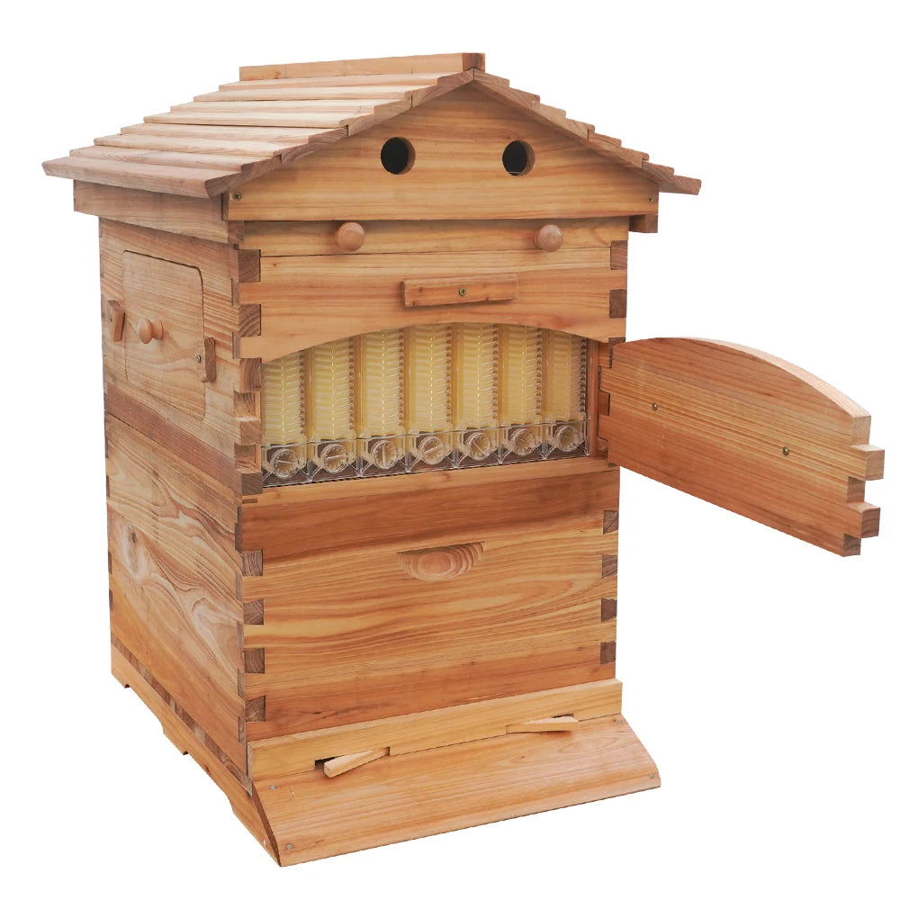Beehive Automatic Obtain Honey Bee hive 7pcs Auto Super Frames Food-Grade Suitable Beekeeper Starter(Unassembled)