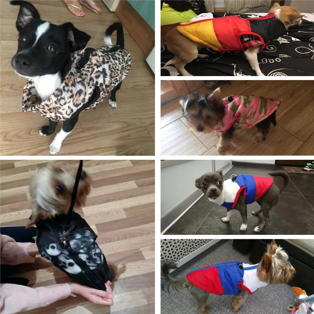 Windproof Pet Vest Jacket Winter Warm Big Dog Clothes Puppy Harness Clothing Funny Printed Coat for Small Medium Dogs Cats XS-XL