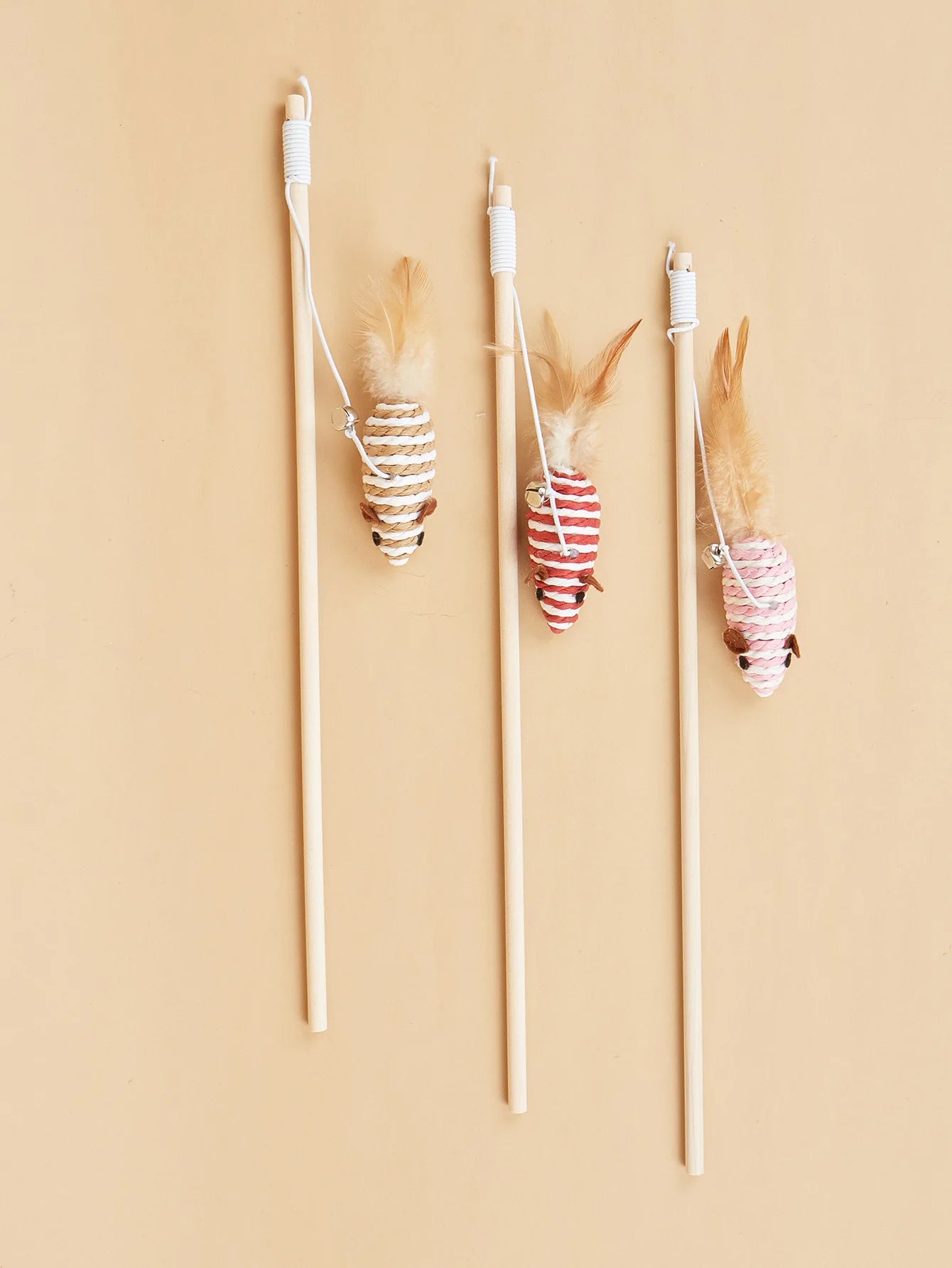 Cat Toy Cat Teaser Sticks Wooden Pole Tease Cat Stick Mouse Bell Tease Cat Stick Cat Self Hi Interactive Cat Toy