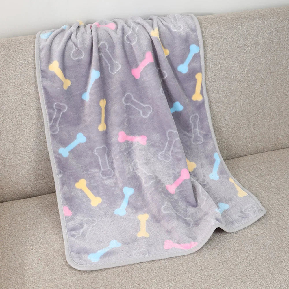 Pet Blanket Dog Puppy Blanket Paw Print Fleece Blanket for Small Medium Large Pet Dog Cat Warm Soft Sleep Mat Doggy Bed Blanket