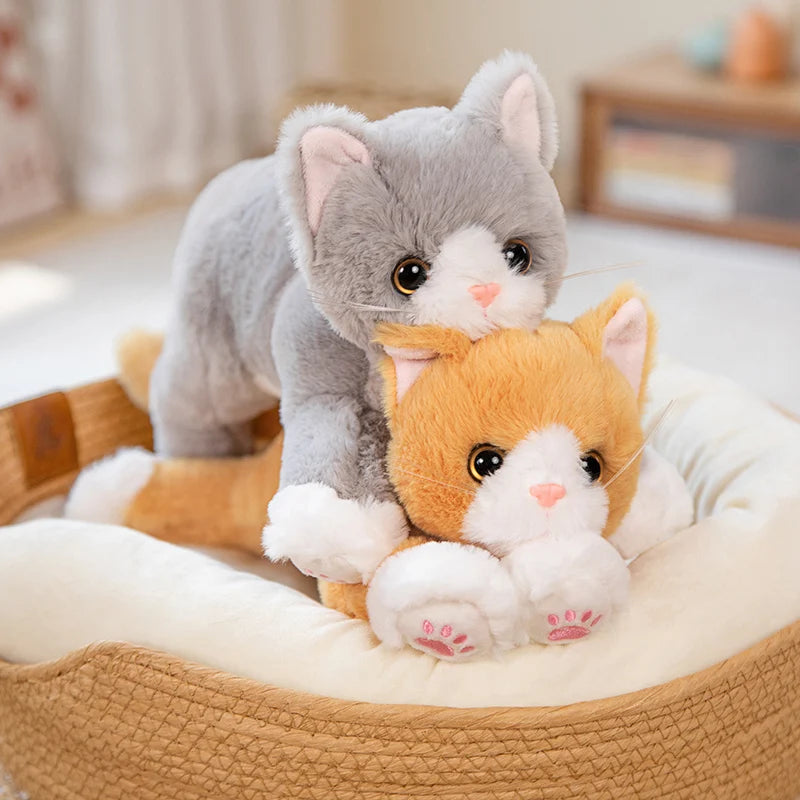 53CM Cute Simulated Cat Doll Plush Toy Stuffed Soft Animal Plush white Gray Kitten Pillow Kids Girls Birthday Gift Pet Toys Deco