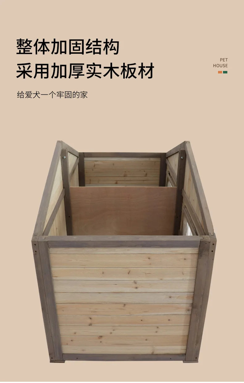 Solid wood dog house dog villa wooden kennel waterproof and rainproof outdoor large kennel dog house type pet