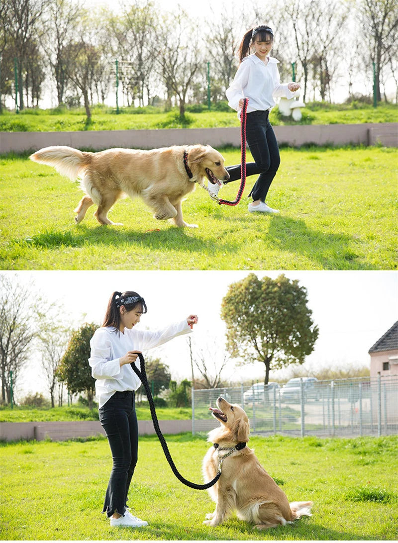Durable Nylon Dog Collar Leash Set Traction Rope Medium Big Dog Walking Accessories Labrador Husky P-Chain Travel Pet Products