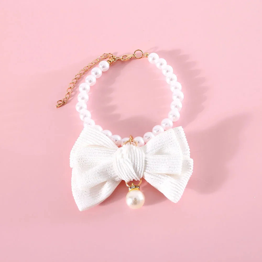 Dog Pearls Necklace Jewelry for Small Dog Puppy Cat Wedding Collar Chihuahua Yorkie Girl Pet Clothes Costume Outfits Accessories