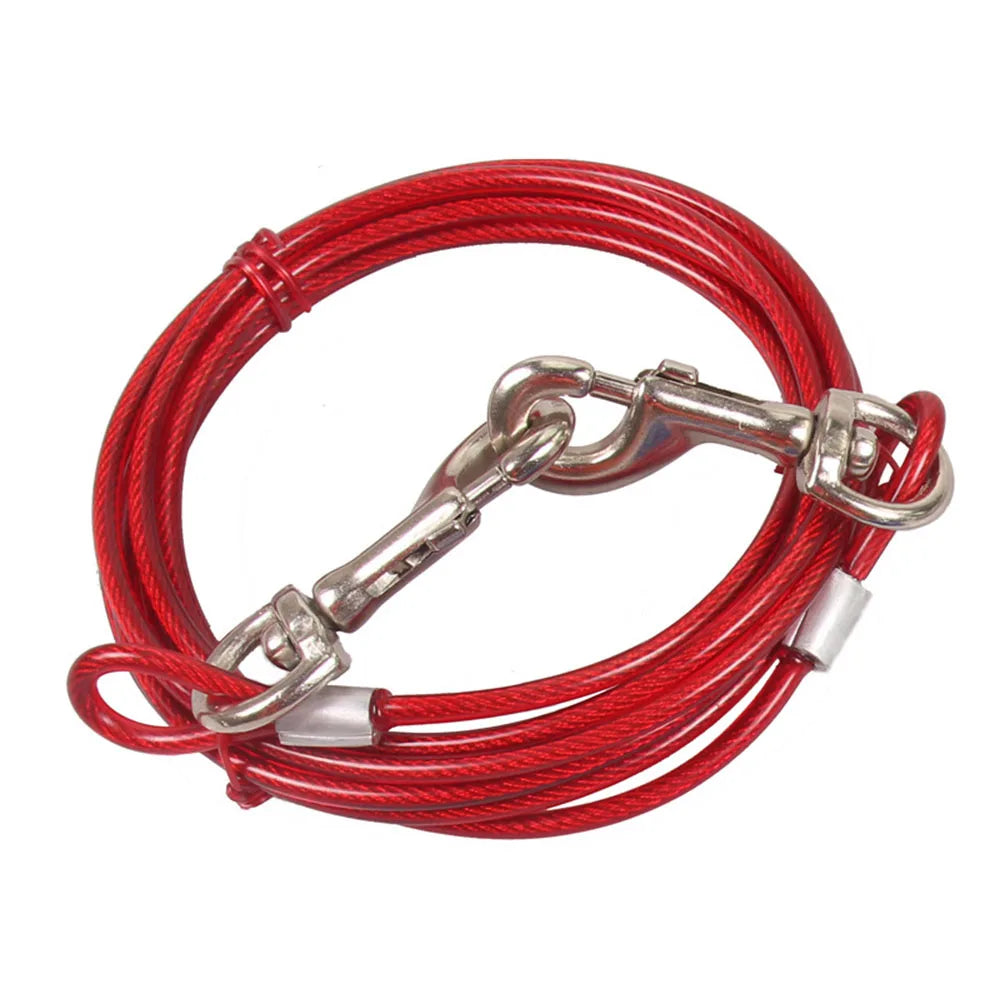 Pet Dog Tie Out Cable for Dogs Up to 125 Pounds 3m 5m 10m Outdoor Dog Steel Cable with Strong Big Hook Stainless Steel Dog Leash