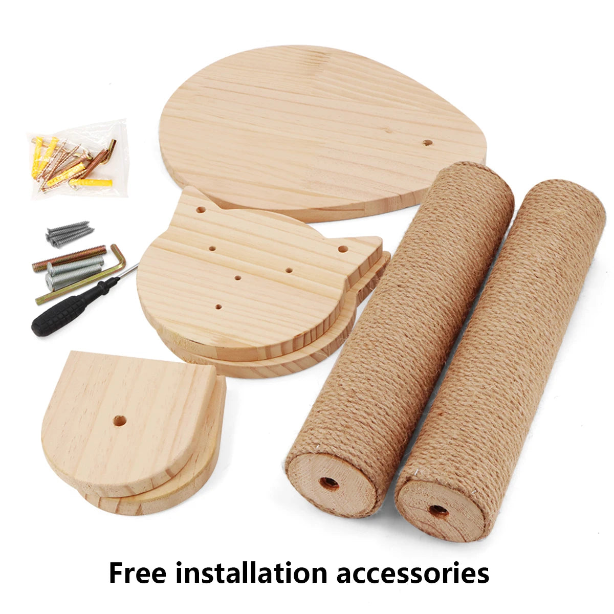 Cat Wall Furniture Scratching Post Cat Hammock with Wooden Structure Cat Ladder for Kitten Cat Tree Tower for Cat Play and Relax