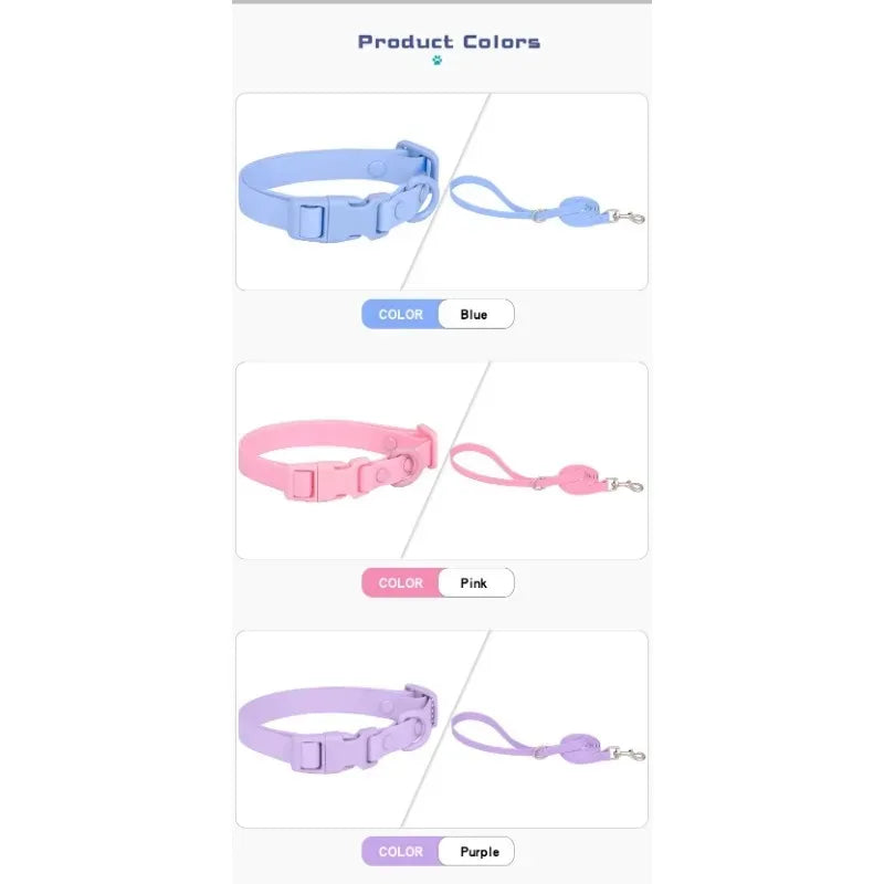 New Macaron Colored PVC Dog Collar Waterproof Dirt Resistant Easy To Clean Pet Collar Adjustable Neck Collar Pet Dog Collar Set