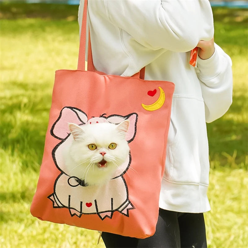 Outdoor Walking Pet Bag for Chihuahua Cartoon Animal Funny Medium Dog Accessories Travel Protective Adjustable Hole Handbags