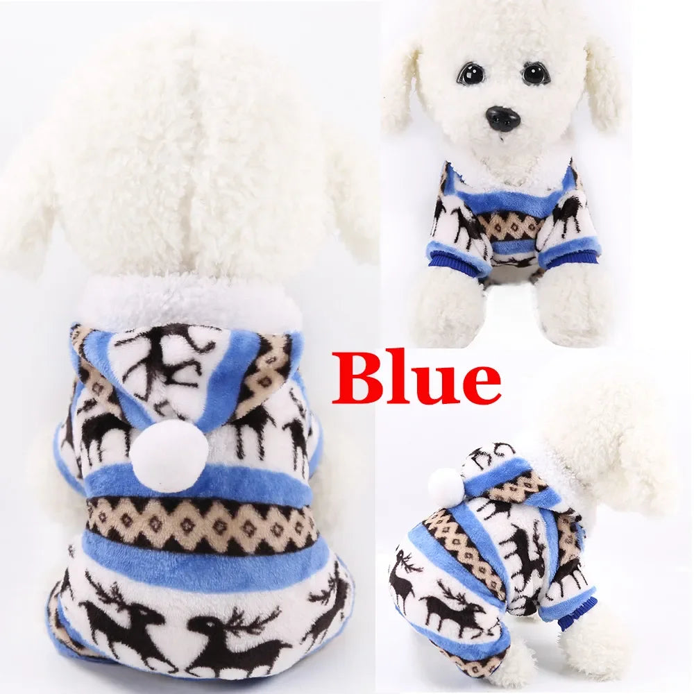Pet Dog Soft Warm Jumpsuits Clothing for Dogs Pajamas Fleece Small Puppy Coat Pet Outfits Hoodie Clothing Cats Clothes Christmas