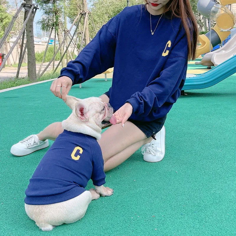 The New Pet Clothes Dog Costume Embroidery Crew Neck Parent-child Wear Spring and Autumn Pure Cotton Three Colors Seven Sizes