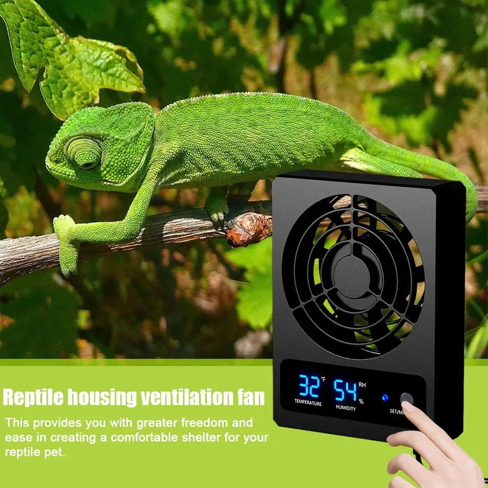 Smart Cooling Fan For Reptile Tank With LED Display Ventilation Fan For Reptile Enclosure Dehumidifier For Rainforest Terra X2J2