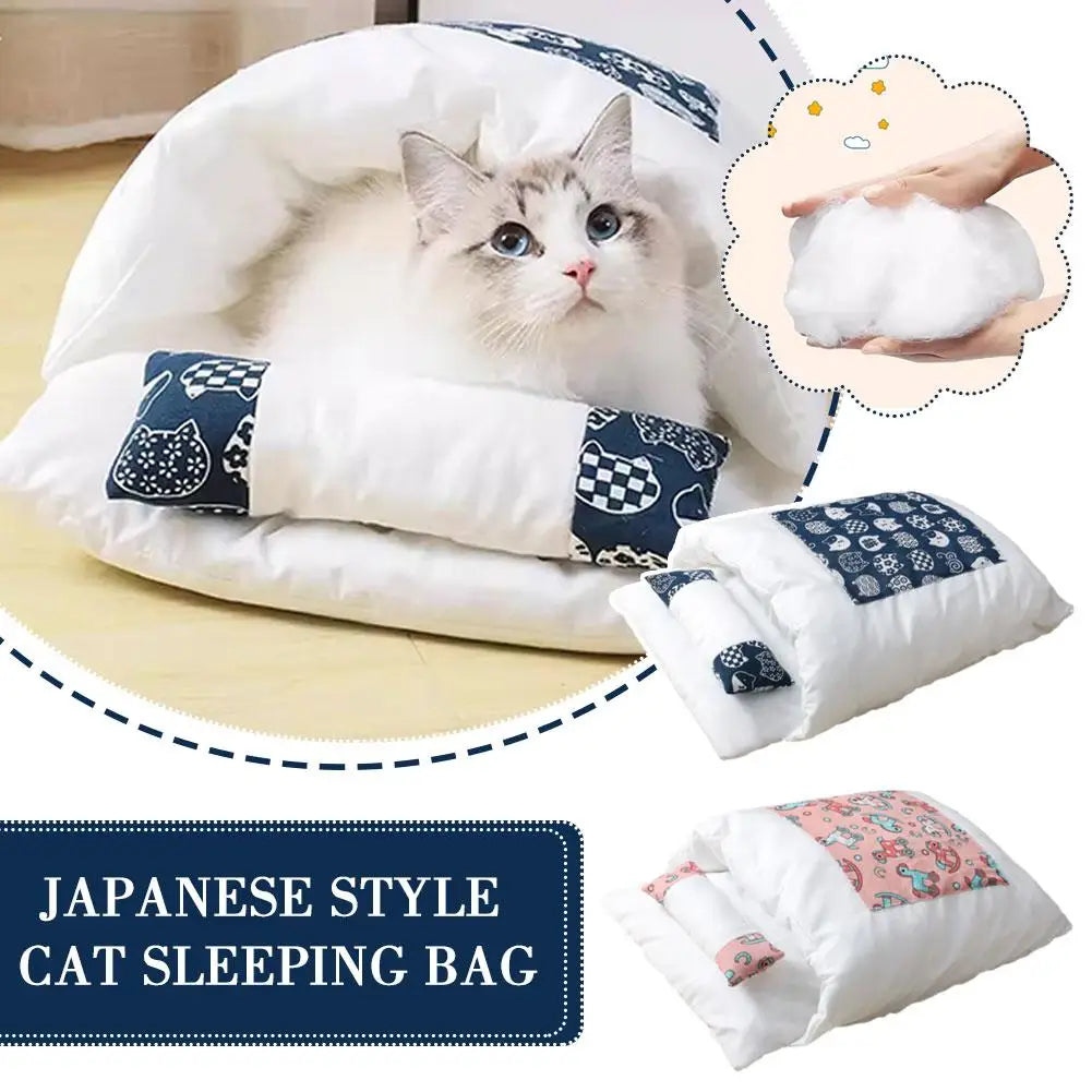 NEW Cat Sleeping Bag Removable Warm Cat Beds Winter Bed Supplies With Dog House Cat Cushion Pet Pillow Cats Nest Sleep Deep X2C5