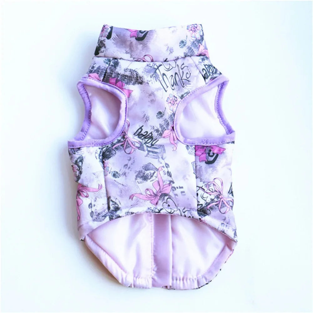 Windproof Pet Vest Jacket Winter Warm Big Dog Clothes Puppy Harness Clothing Funny Printed Coat for Small Medium Dogs Cats XS-XL