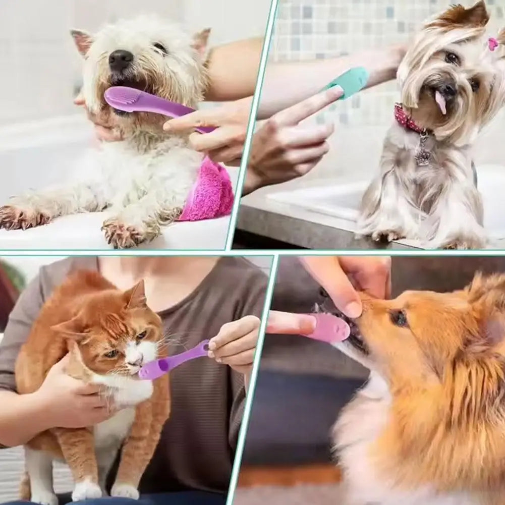 4pcs Pet Finger Toothbrush Cat Dog Silicone Toothbrush Comfortable And Safe Convenient And Easy To Use Keep Your Pet's Oral Heal