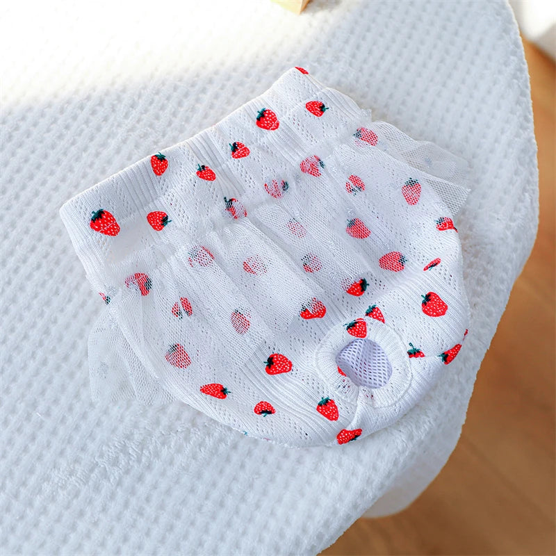 Floral Pet Dog Physiological Pants Cute Plaid Dress Lace Female Teddy Yorkshire Cats Shorts Breathable Cotton Small Dog Clothes