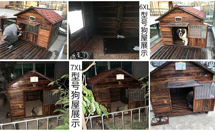 4XL Pet Kennel Large Dog Summer Cooler All Seasons Universal Medium Dog Kennel Solid Wood Removal and Washing