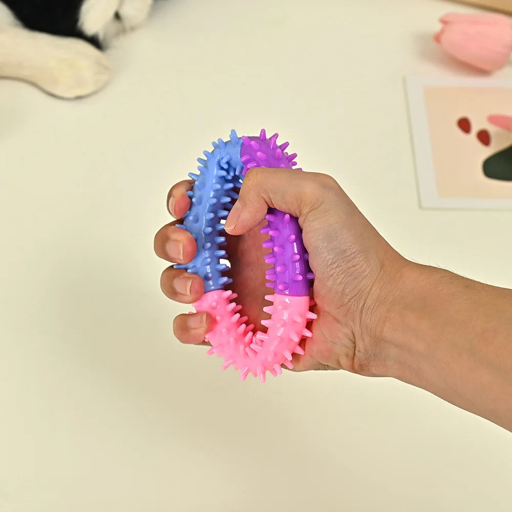 Soft TPR Rubber Ring Spiky Dog Chew Toys for Small Medium Dogs Puppy Dental Teething Cleaning Pet Supplies