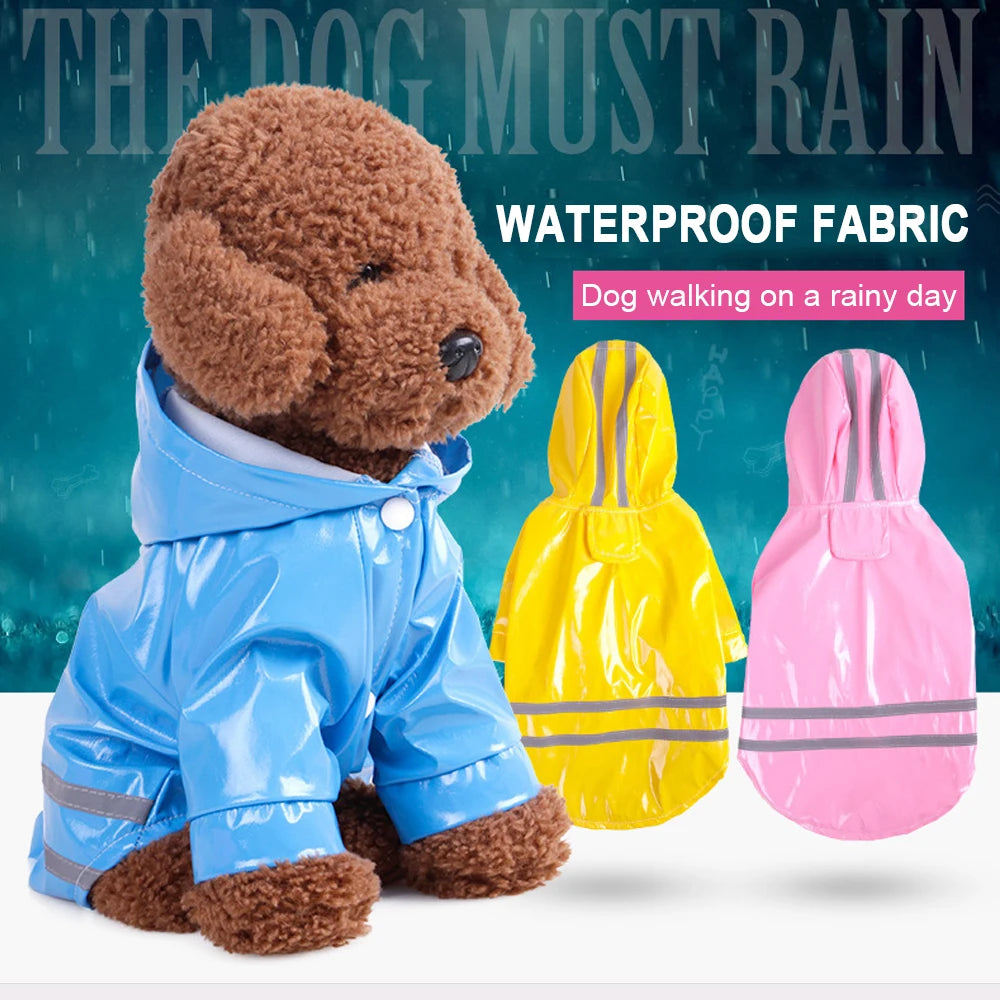 Dog Raincoat Waterproof Puppy Rain Jacket Outdoor Reflective Doggy Raincoat for Small Dogs Cats Pug Poncho Rainwear Pet Clothing
