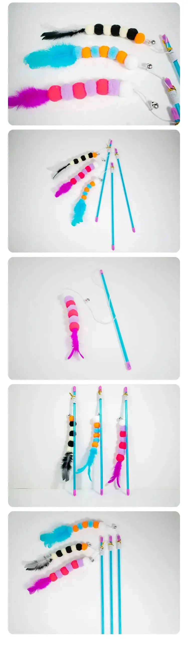 1 PCs New Elastic String Imitated Furs Bug Funny Cat Stick Suitable for Cats