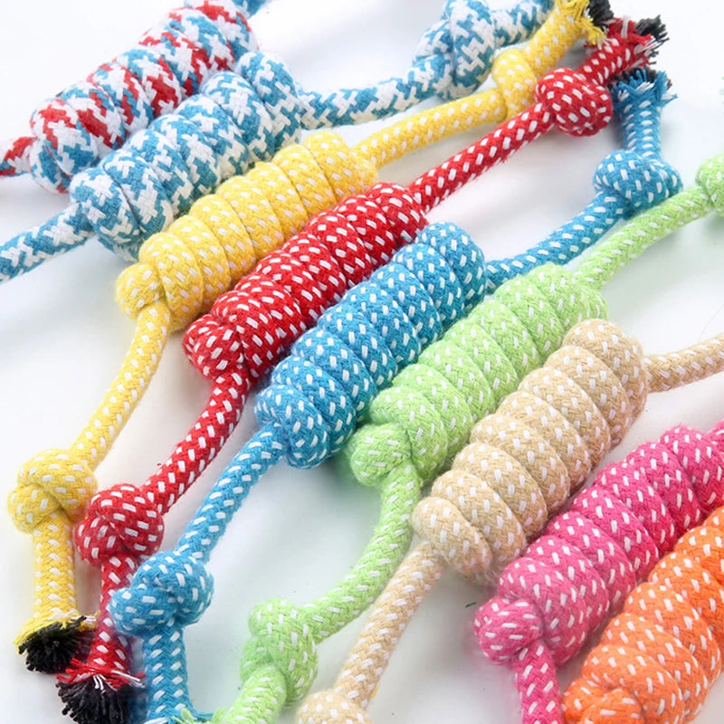 1Pcs Cotton Chew Pets dogs Toys Puppy Durable Braided Bone Knot Rope 27CM Tooth Cleaning Tool Pet Products Dropshipping Center