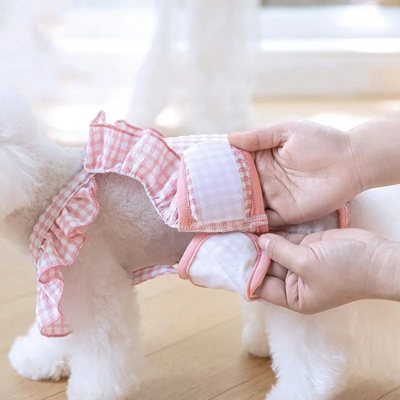 Washable Female Dog Diapers Suspenders Plaid Pet Physiological Pants Dog Shorts for Small Dogs Pet Products Cute Dog Underwear