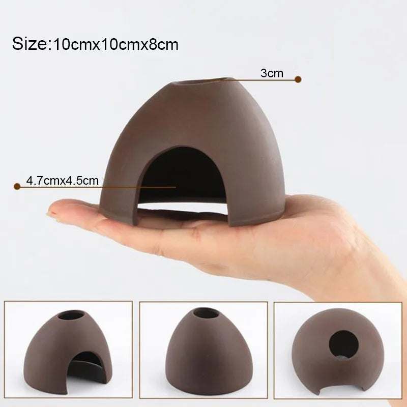 Ceramic House Fish Tank Aquarium Decoration Fish Shrimps Shelter House Pottery Scorpion House Canister Simulation Stone Ornament