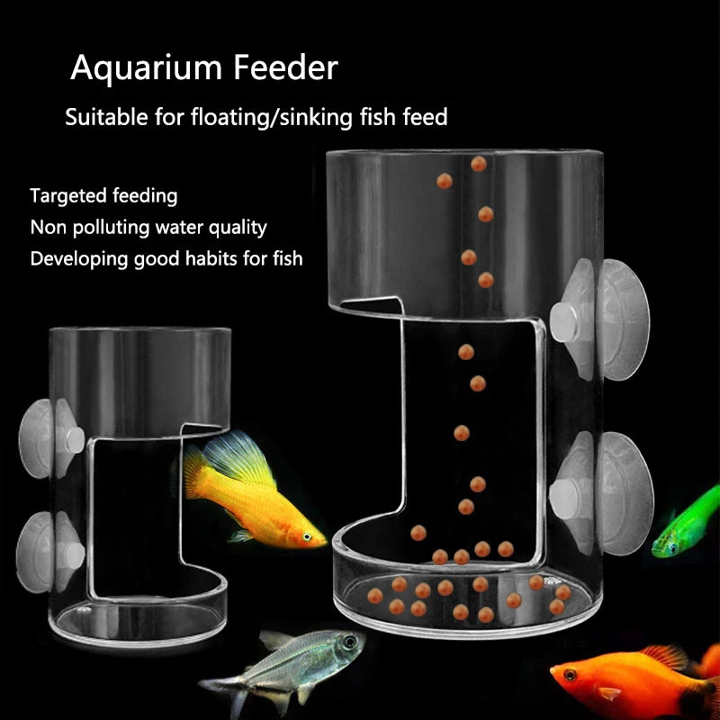 Highly Transparent Square/Round Aquarium Feeder Bowl Fixed-Point Plastic Floating/Sinking Fish Food Tray with Suction Cup New