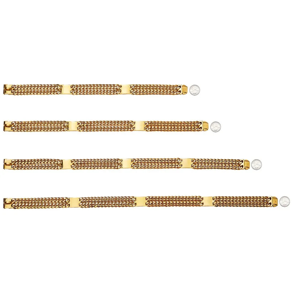Strong Dog Double Chain Collar 2 Row Gold Cuban Link Stainless Steel Dog Training Collar Pet Metal Collar For Medium Large Dogs